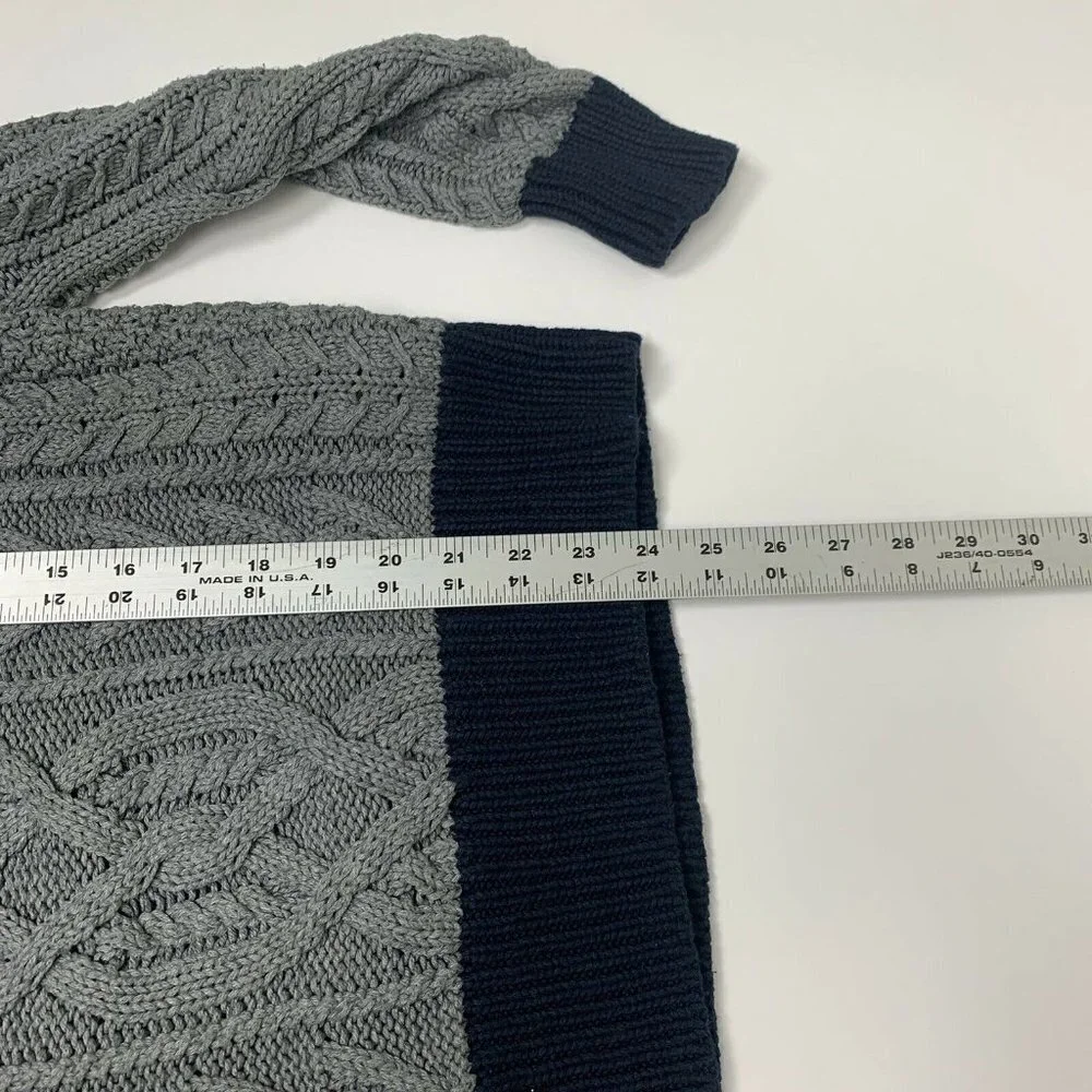 J.Crew Grey And Navy Blue Cable Knit Mock Neck Sweater Womens Size Small